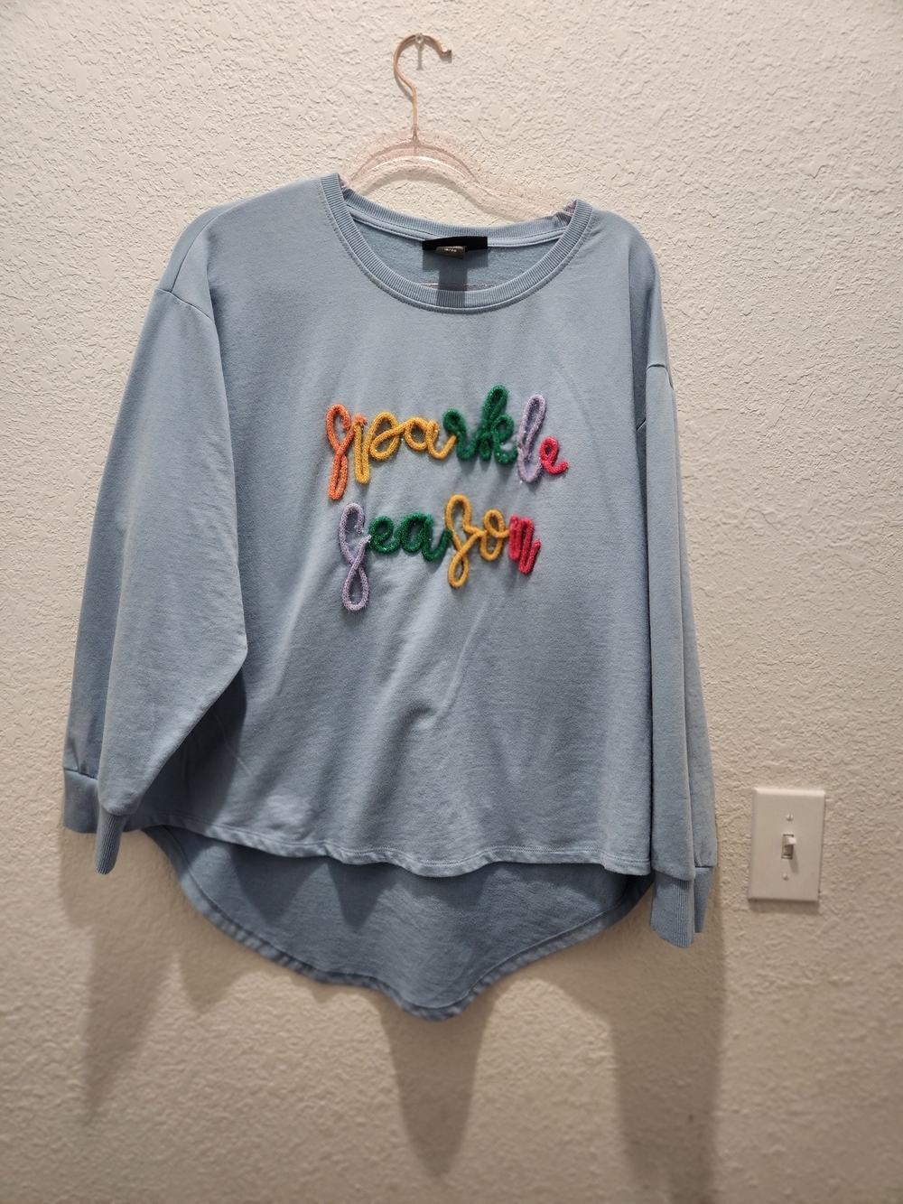 Ashley Stewart Light Blue 'Sparkle Season' Kids Pullover
